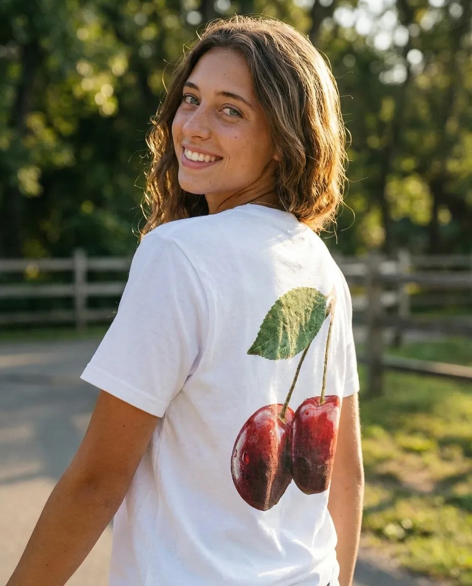 Cherries Camiseta Blanca