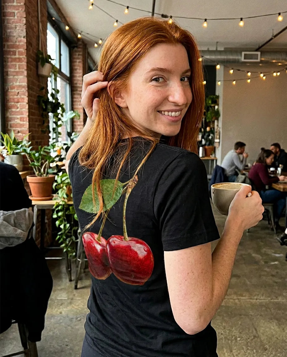 Cherries Camiseta Negra