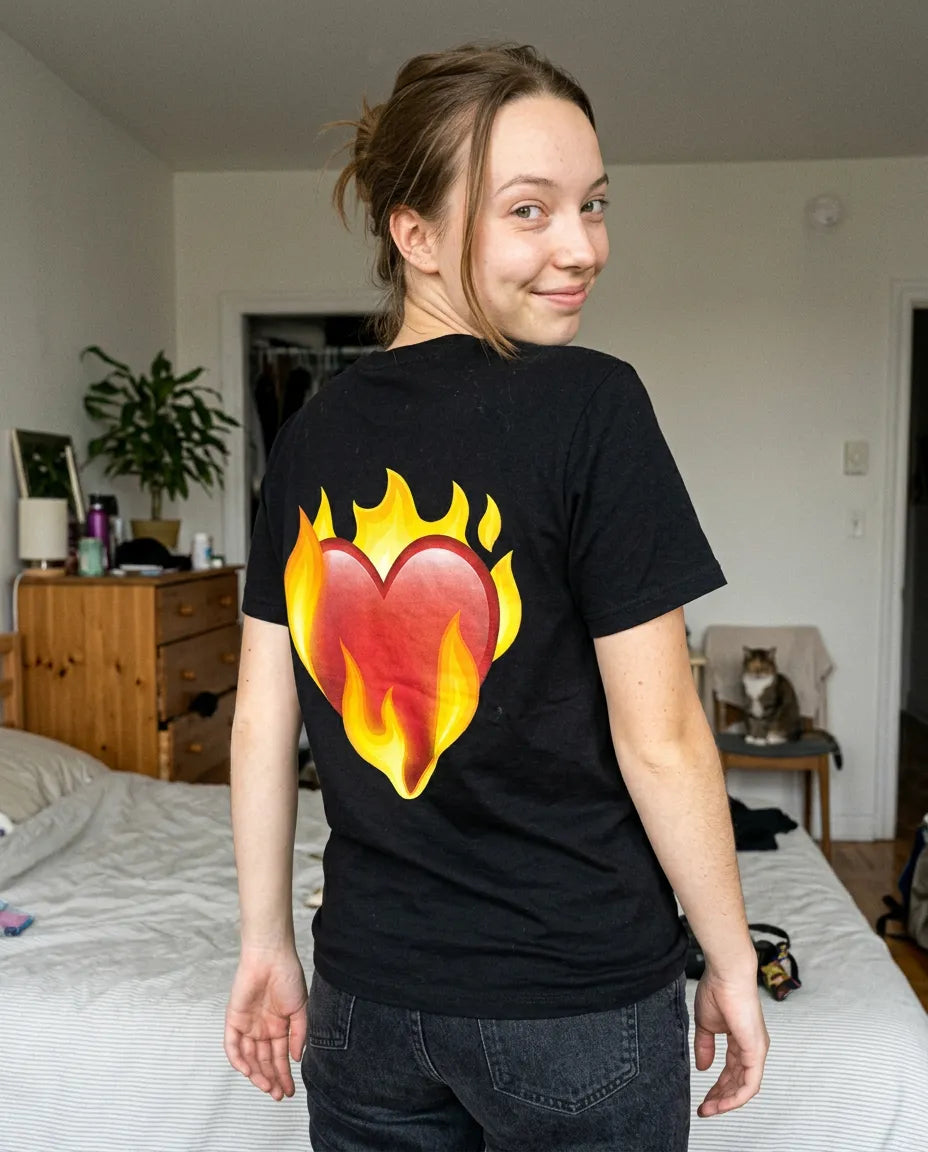 Heart on Fire Camiseta Negra