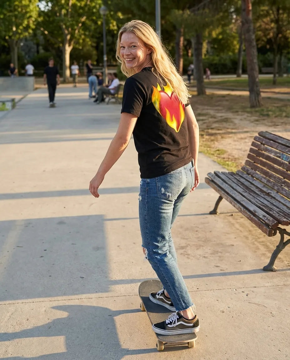 Heart on Fire Camiseta Negra