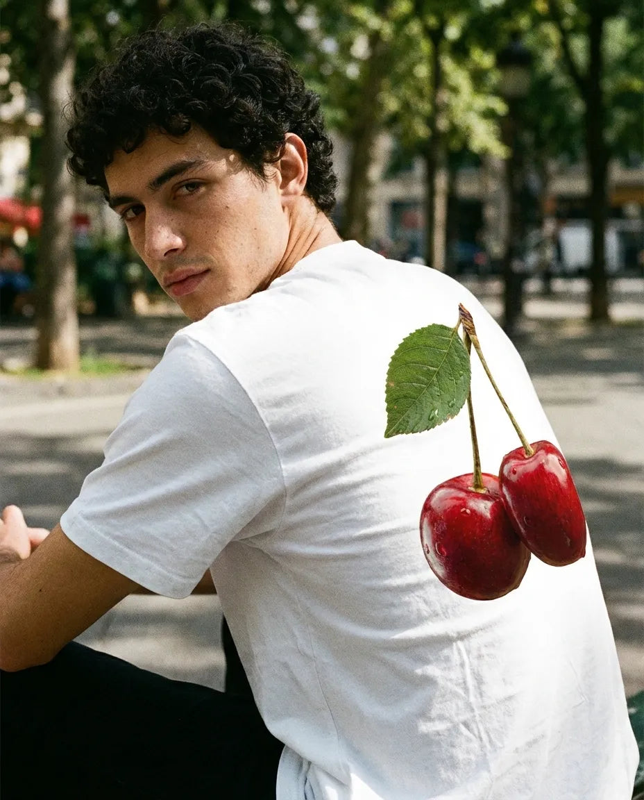 Cherries Camiseta Blanca
