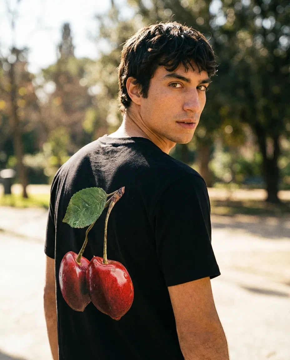 Cherries Camiseta Negra