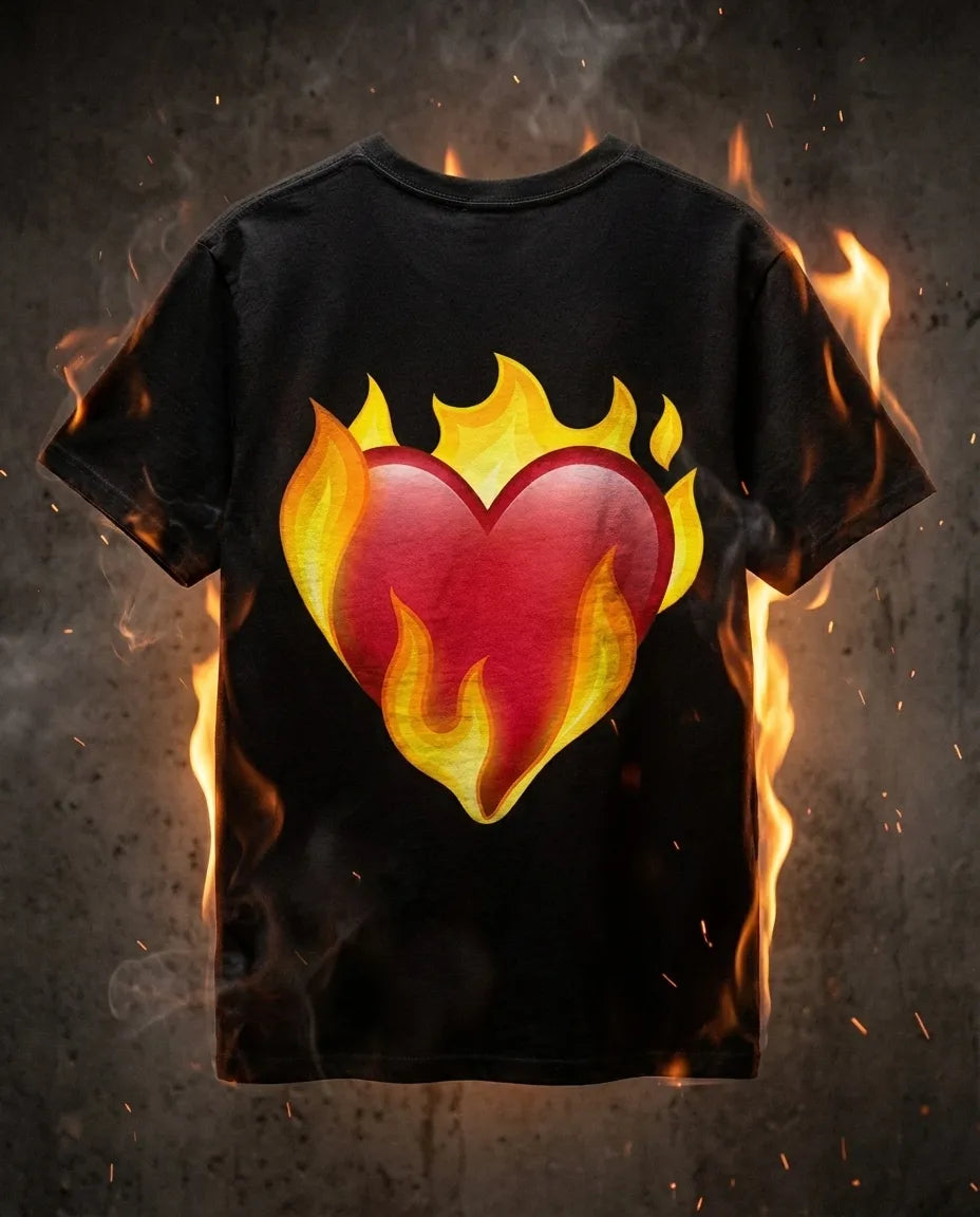 Heart on Fire Camiseta Negra