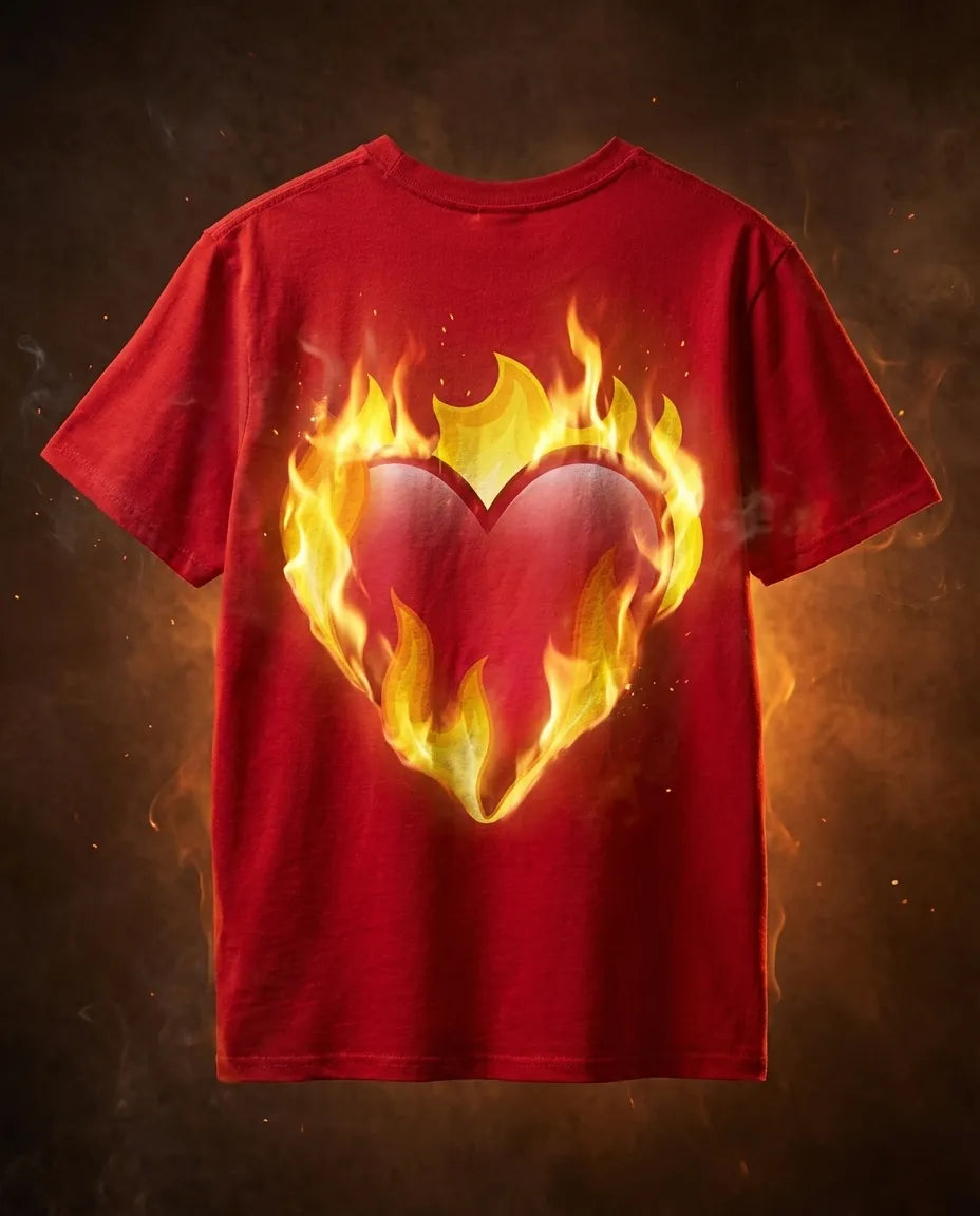 Heart on Fire Camiseta Roja